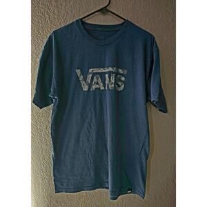 Men's Vans Graphic Logo Shirt Size X Large Short Sleeve Blue Skater Crew Neck